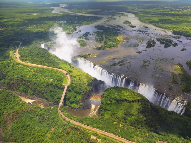 Victoria Falls on the border of Zambia and Zimbabwe.