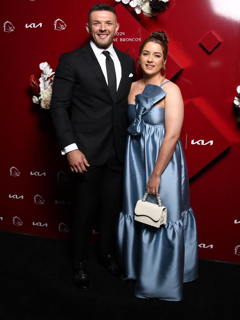 Corey Jensen and Shannen Gordon at the Broncos awards night. Picture: David Clark