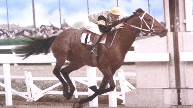 Rising Fast wins the 1954 Melbourne Cup, trained by Fred Hoystead, father of Bob. Copy picture. Picture: Mike Keating