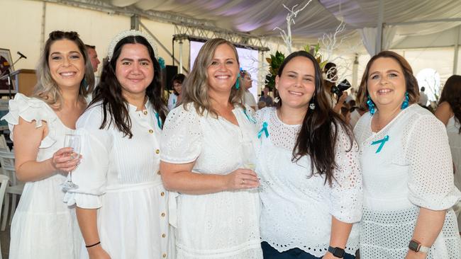 Keren Carter, Maria Xiriha, Kristy Rushe, Telina James and Gillian Hayles at the Touch of Teal Soiree for the Trudy Crowley Foundation at the Mantra at the Harbour on Friday, September 8. Picture: Michaela Harlow