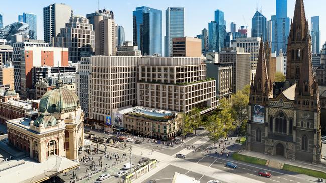 Lendlease has a strong reputation for development in its home market. This is the builder’s proposed development on the corner of Flinders Street in Melbourne.