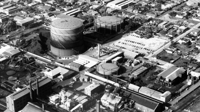 A historical aerial view of the Brompton Gas Works reforming plan. Picture: Ray Glyde Commercial