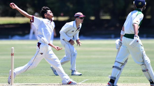 St Peters Lutheran College bowler Ashish Neredumilli.