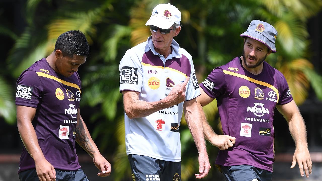 Wayne Bennett (C) cloached halves Anthony Milford (L) and Ben Hunt (R) have recorded big SuperCoach seasons in the past. Picture: AAP Image/Dave Hunt