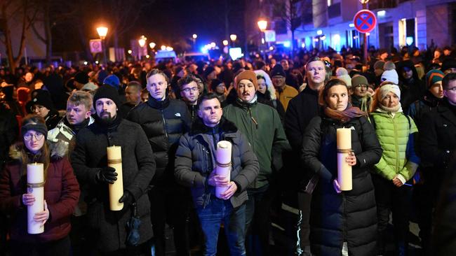 People attend a commemoration organised by the far-right Alternative for Germany (AfD) party at the cathedral square, after the Christmas market car-ramming attack in Magdeburg Picture: AFP