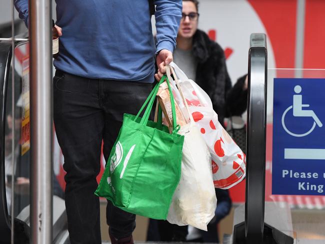 Customers who bring their own bags are being rewarded with free Flybuys points. Picture: AAP