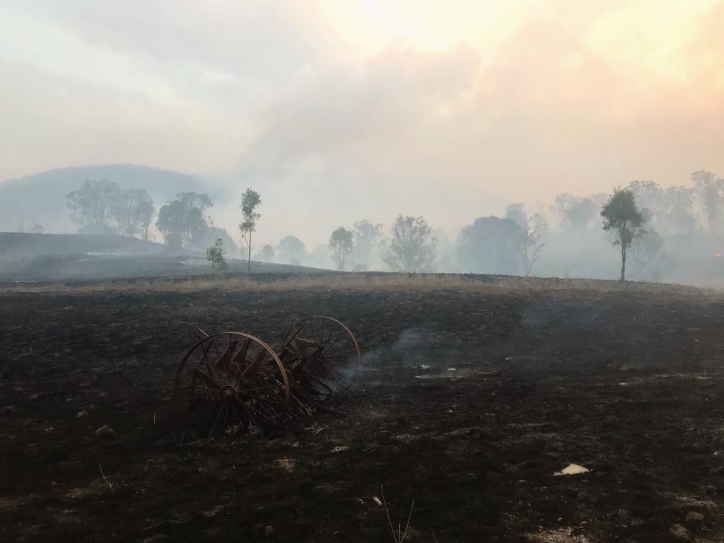 The aftermath of a fire at Swanfels on the southern Darling Downs. Picture: Julie Unwin