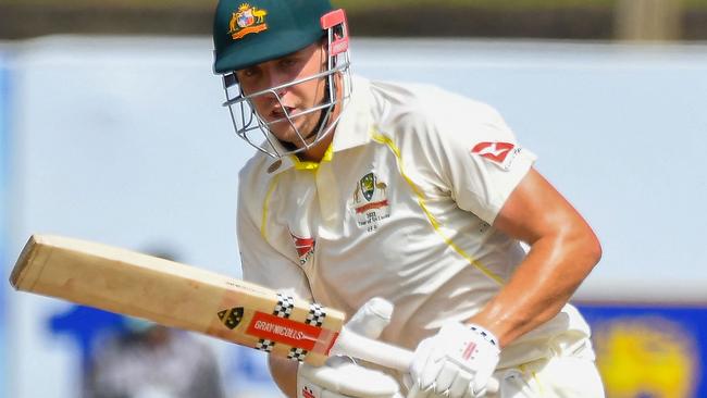 Australia's Cameron Green plays a shot during the second day of play of the first cricket Test match between Sri Lanka and Australia at the Galle. Picture: AFP