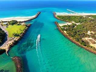 The mouth of the Tweed River looking east. Picture: Scott Powick