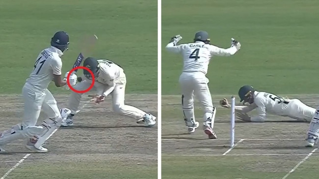 How on earth did Peter Handscomb hold onto that? Photo: Fox Sports.