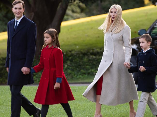 Jared Kushner and Ivanka Trump with their children. Picture: Saul Loeb/AFP