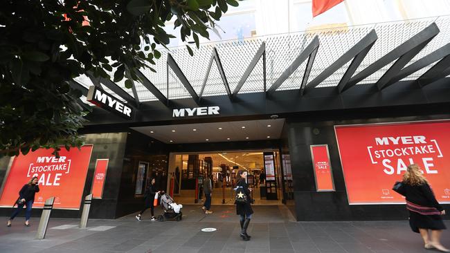 The Myer store in Melbourne’s Bourke Street Mall. Picture: Getty Images