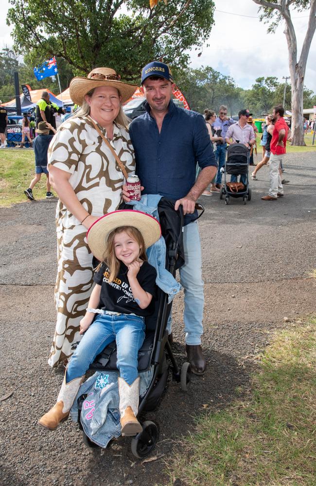 Meg McDougall and Kyle Tillack with their daughter Mary Tillack. Meatstock - Music, Barbecue and Camping Festival at Toowoomba Showgrounds.Friday March 8, 2024 Picture: Bev Lacey