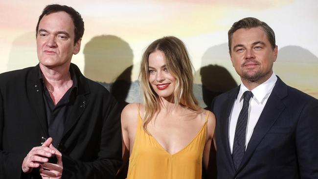 U.S. filmmaker Quentin Tarantino with Margot Robbie and Leonardo DiCaprio attend the Italian Premiere and red carpet of the movie "Once Upon A Time in Hollywood”. (Riccardo Antimiani/ANSA via AP)