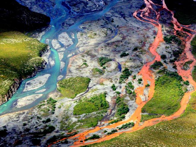 Remote rivers and streams in northern Alaska's Brooks Range are turning orange due to minerals exposed by thawing permafrost. This has significant implications for drinking water and fisheries in Arctic watersheds as the climate continues to change. Picture: Ken Hill/National Park Service