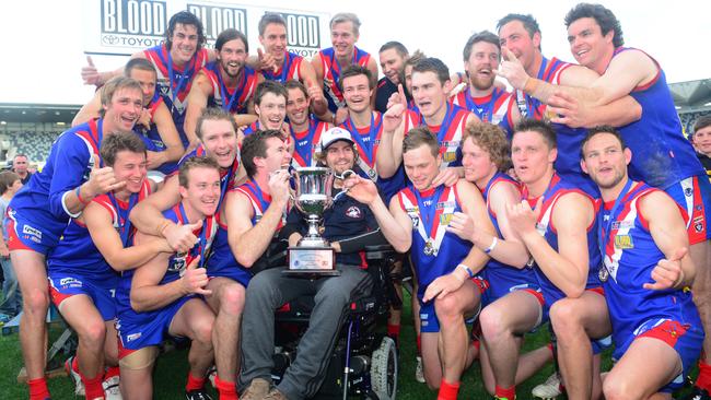 Casey Tutungi co-coaches winning South Barwon in 2013. Picture: Mitch Bear