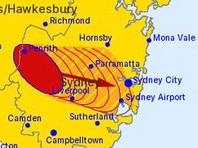 A cell-based severe thunderstorm warning has been issued for Sydney. Picture: supplied BOM Twitter