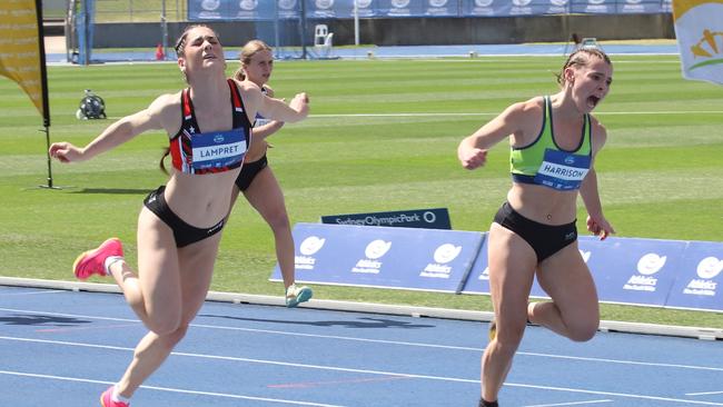 Summah Harrison nails the finish of her race. Pic: David Tarbotton