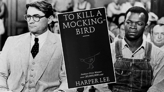 The cover of Harper Lee's classic To Kill a Mockingbird (foreground) and a scene from the 1962 movie it spawned. Pictures: Supplied