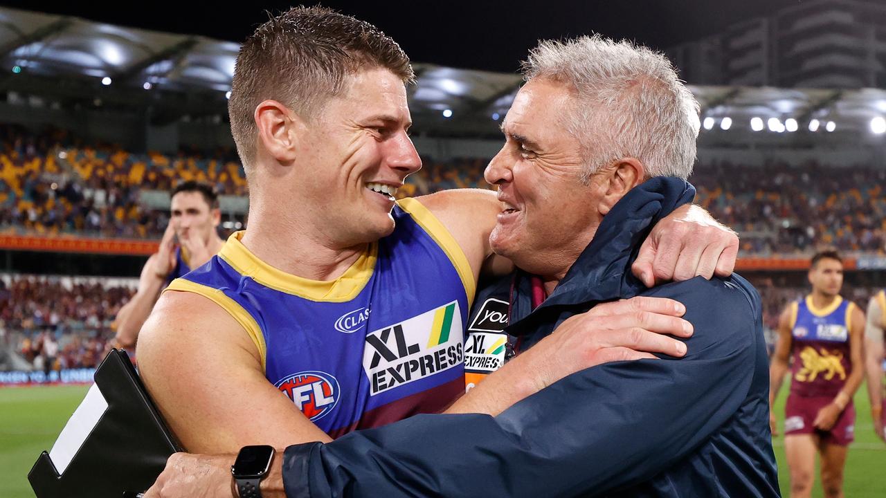Dayne Zorko and Chris Fagan share a close bond. Picture: Michael Willson/AFL Photos via Getty Images