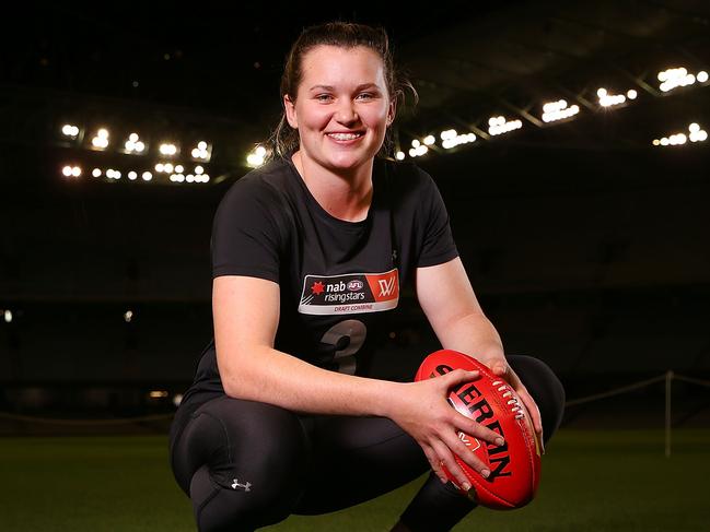 MELBOURNE, AUSTRALIA - OCTOBER 02:  Alyce Parker poses during the AFLW Draft Combine at Etihad Stadium on October 2, 2018 in Melbourne, Australia.  (Photo by Michael Dodge/Getty Images)