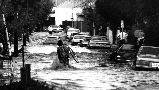 In 1989, Surrey St in South Yarra received extensive damage after a record 100mm of rain that fell in just over an hour