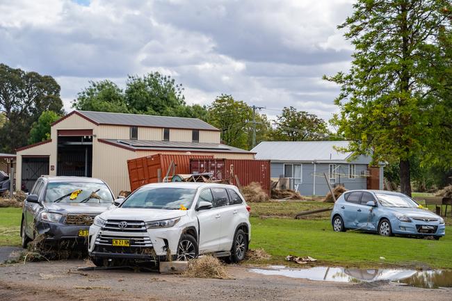 Huge storms late Sunday caused a massive flash flood in the middle of the night in Eugowra, with houses washed off their foundations, and cars and other items strewn though the town. Picture: Chris Watson/Farmpix Photography