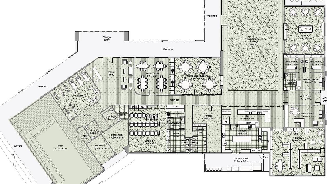 Plans for the community centre, part of the over-55s lifestyle resort at Murray Bridge by Living Choice.