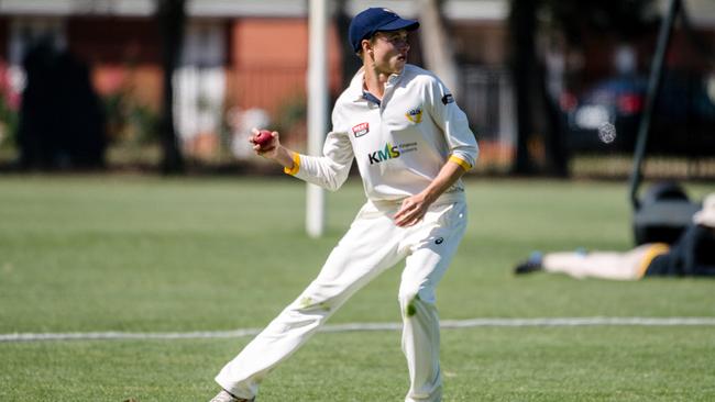 Lucas Gammon in the field for West Torrens. Picture: AAP Image/ Morgan Sette