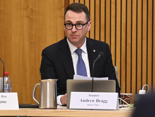 Senator Andrew Bragg has hit back, saying the Coalition opposes the new superannuation tax in its entirety. Picture: Martin Ollman