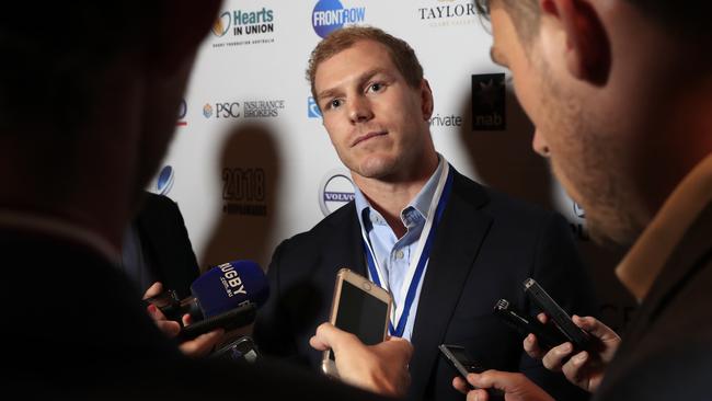 Pocock talks to the media after winning The RUPA Medal of Excellence. (Mark Evans/Getty Images)