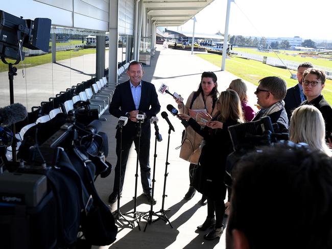 Former prime minister Tony Abbott at the convention on Saturday. Picture: AAP