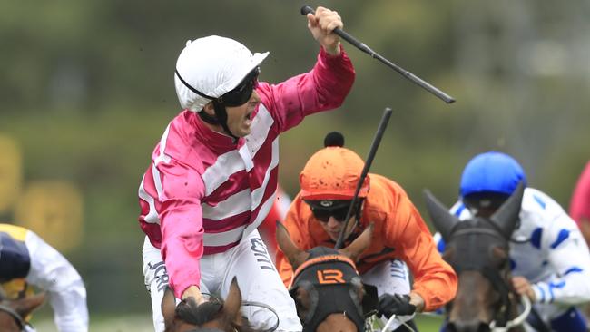 SYDNEY, AUSTRALIA - MARCH 16: Christian Reith on Dixie Blossoms wins race 7 the Coolmore Classic during Sydney Racing at Rosehill Gardens on March 16, 2019 in Sydney, Australia. (Photo by Mark Evans/Getty Images)