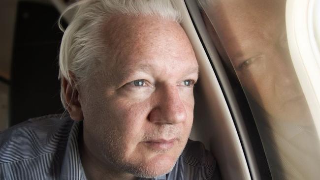 Julian Assange on a flight on June 25. Picture: Supplied