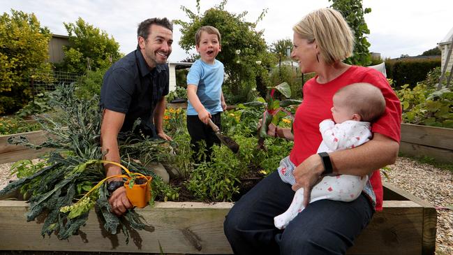 Duncan Cocking, partner Caryn Wright and their children. Picture: David Geraghty