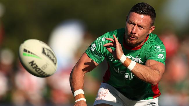 Damien Cook warms up before the Charity Shield. Photo: Mark Metcalfe/Getty Images