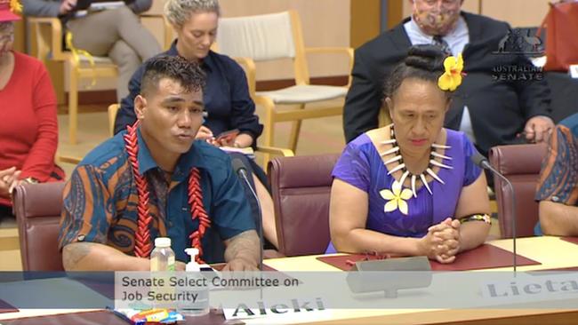 Aleki, a seasonal worker from Samoa, gave evidence to the Senate Select Committee on Job Security on February 2.