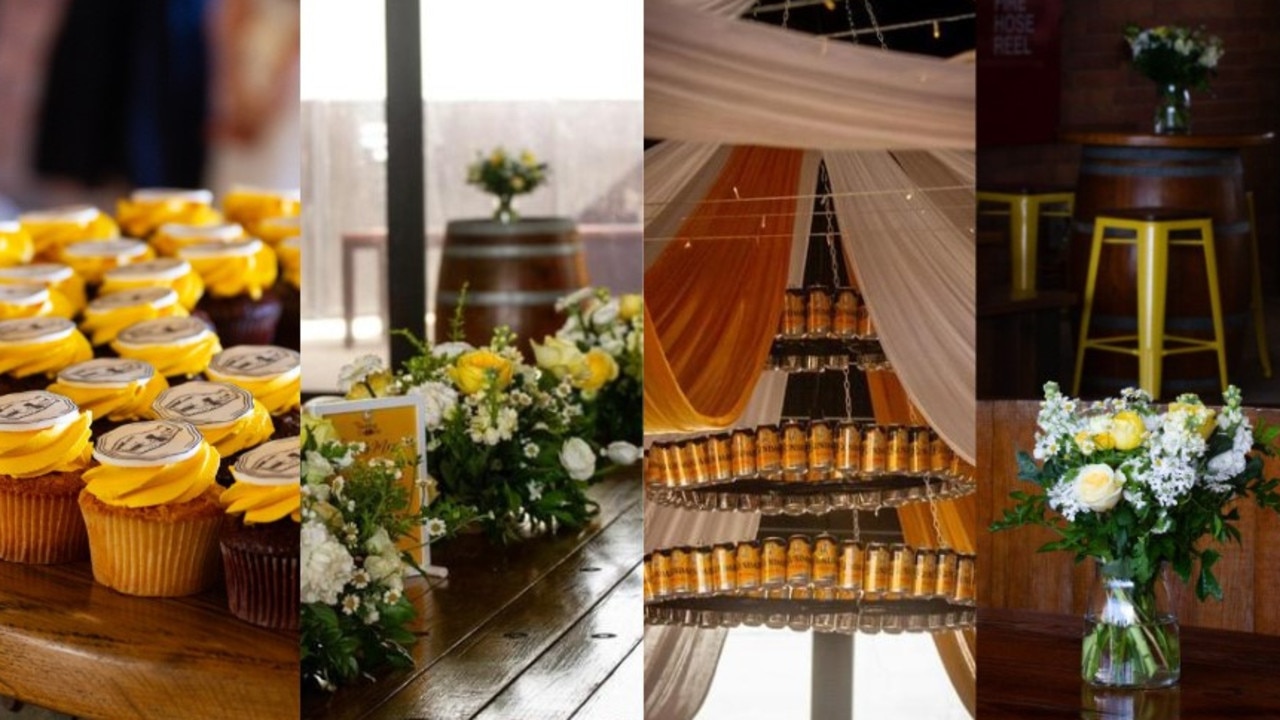 FINER DETAILS: Every inch of the wedding had a touch of Bundaberg Rum magic, from the colours of the flowers to the 'Can-deliers' decorating the venue.