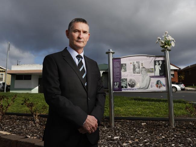 Detective Inspector Mark Burke at the Claremont where Lucille Butterworth was last seen, and a memorial now stands. Picture: Nikki Davis-Jones