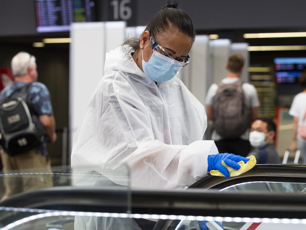 Cleaners are constantly disinfecting throughout Perth Airport. Picture: Matt Jelonek/Getty Images