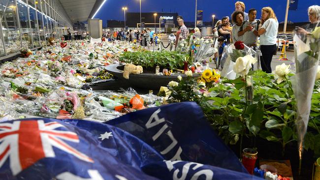 Floral tributes at Schiphol Airport in the Netherlands for flight MH17. Picture: AAP