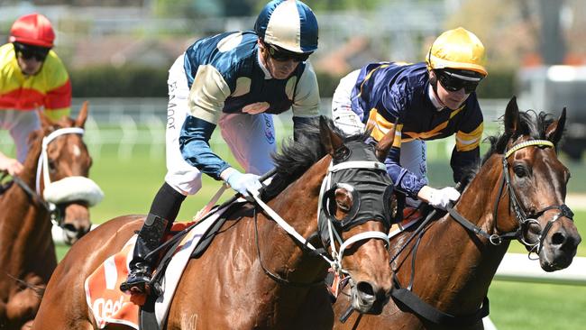 Jockey Daniel Moor and in-form galloper Muramasa will be hard to hold out in Saturday’s Group 3 Queen Elizabeth Stakes at Flemington. Picture: Getty Images