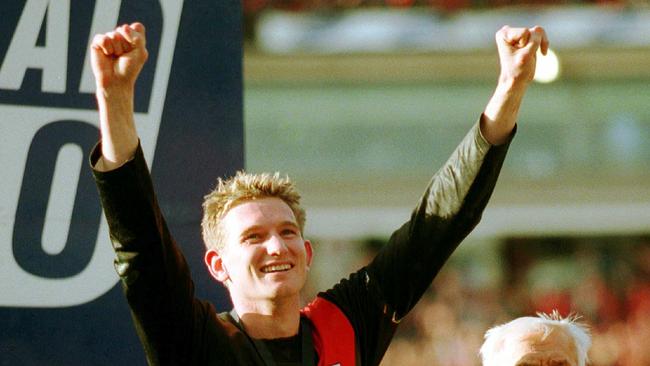 James Hird celebrates Essendon’s Grand Final win in 2000.