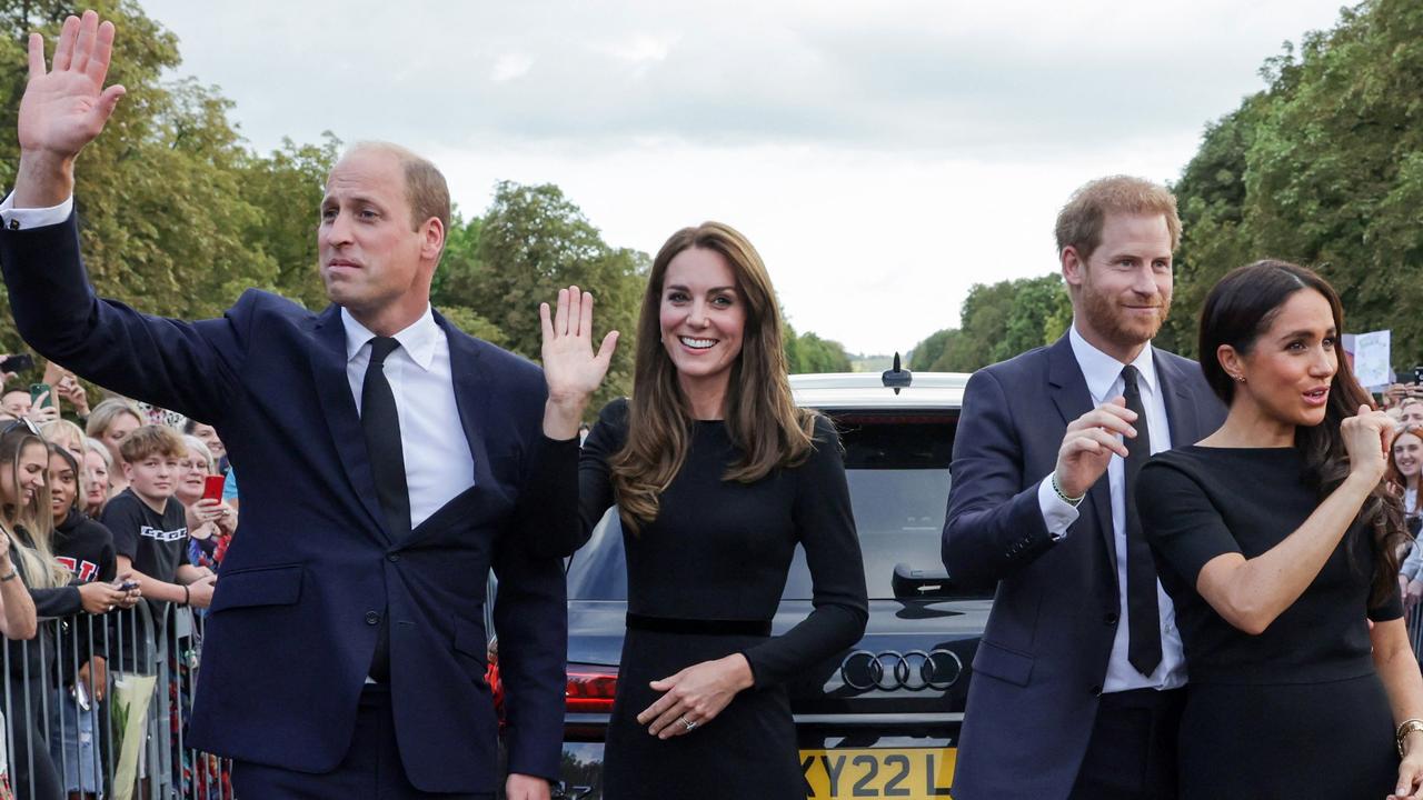 Prince William, Prince Harry, Kate Middleton and Meghan Markle were seen together for the first time in six months. Picture: Chris Jackson/AFP