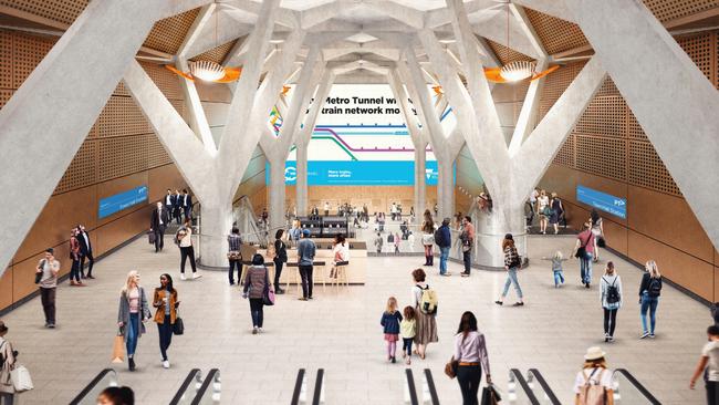 The final station design for the Town Hall Concourse. Artist’s impression.