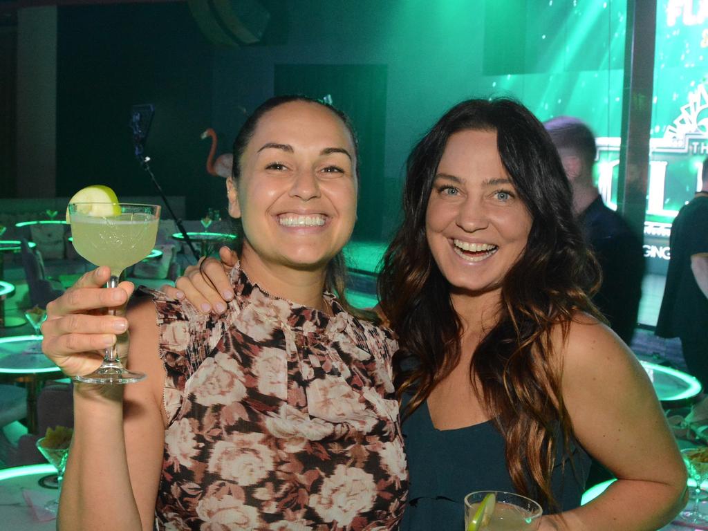 Maria Tsirling and Jenelle Pritchard at opening of Glitz at Pink Flamingo, Broadbeach. Pic: Regina King