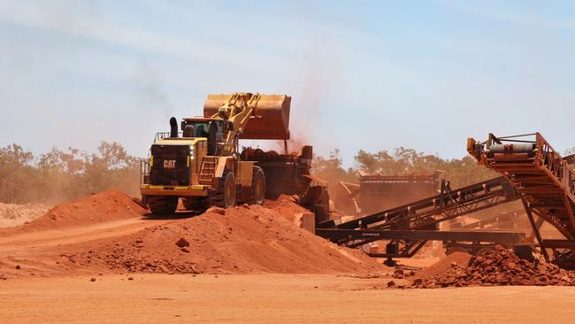 Bauxite ore being fed into crushers. Picture: Peter Carruthers