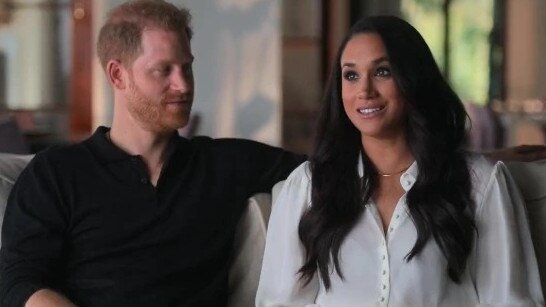 The Duchess of Sussex laughed as she described their 2017 engagement interview as ‘rehearsed’.