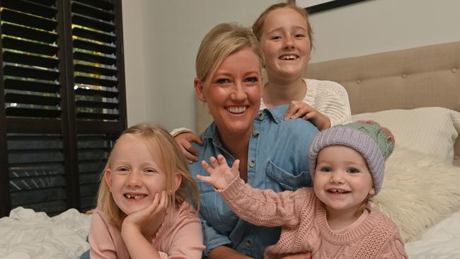 Jodie Oddy with daughters Summer, Payton and Harper. Picture: Keryn Stevens