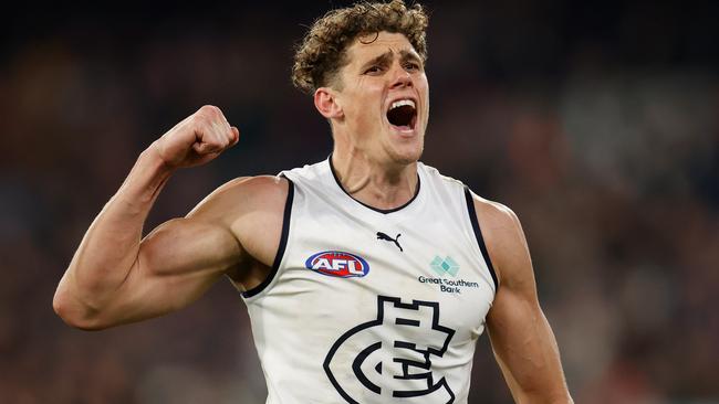 Charlie Curnow is poised to sign a new long-term deal to remain at Carlton. Picture: AFL Photos/Getty Images